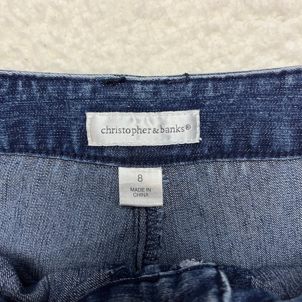 Christopher & Banks Skort Womens 8 Blue Denim M Wash Casual Mini Skirt Shorts - Picture 6 of 9